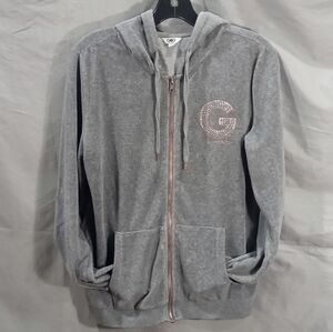 G by Guess Heather Gray Hoodie with Rhinestone Logo